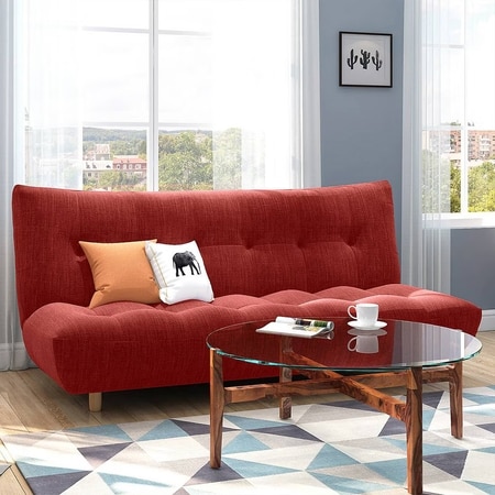 Palermo 3 Seater Click Clack Sofa cum Bed In Salsa Red Colour