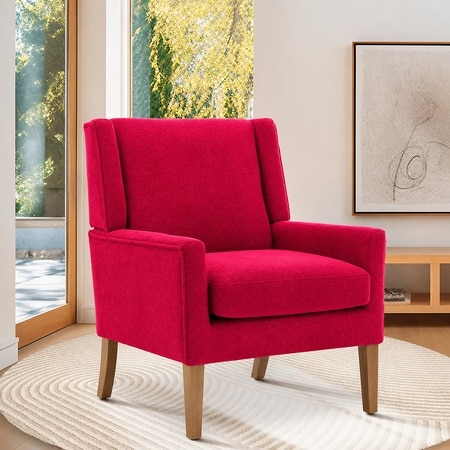 Leston Boucle Fabric Lounge Chair in Red Colour