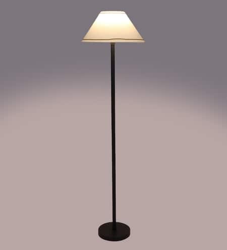 47" Gold Piping Floor Lamp with Off White Shade