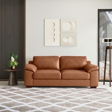Esquel 3 Seater Leatherette Sofa in Tan Colour