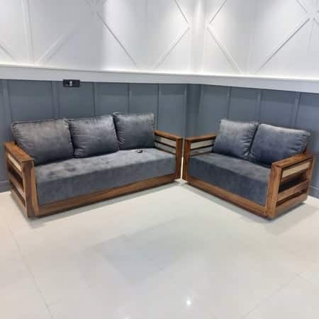 Lumber Solid Wood 5 Seater Sofa in Natural