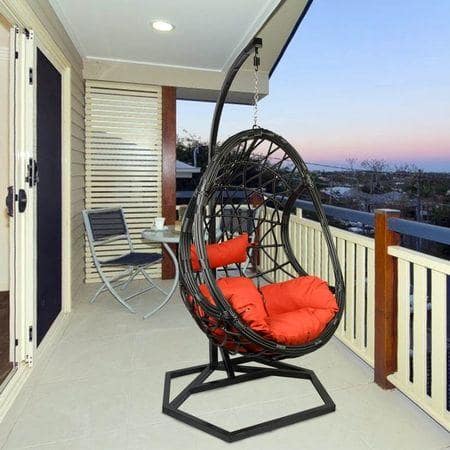 Lugano Wicker Swing In Black Color