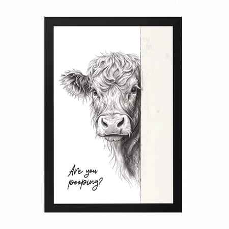 The Castle Decor Funny Highland Cow Are You Pooping Wall Art 8x12 Inch