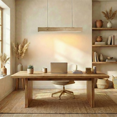 Slimline 36 Beige Solid Wood Single Hanging Light