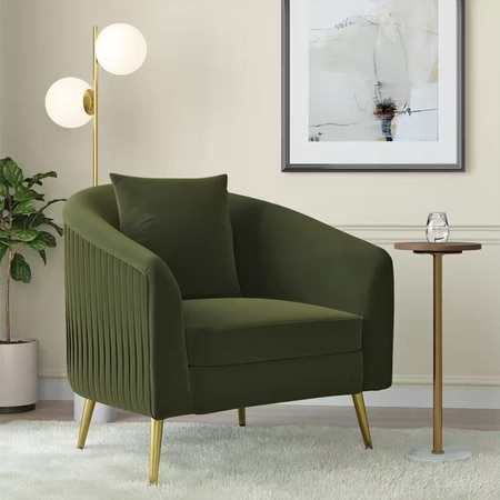 Aiden Lounge Chair in Deep Olive Velvet Colour