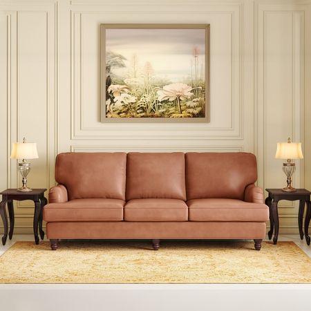 Ophelia 3 Seater Leatherette Sofa (Tan Leatherette)