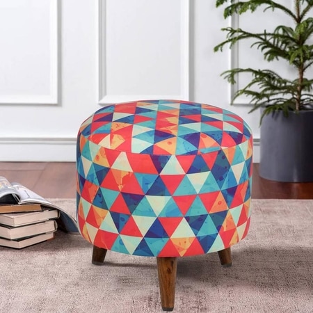 Oliver Solid Wood Ottomon in Multicolor Colour
