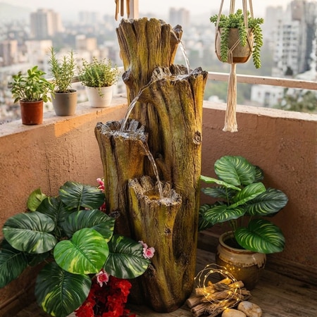 Olive Green Tree Carfted Cascade Water Fountain