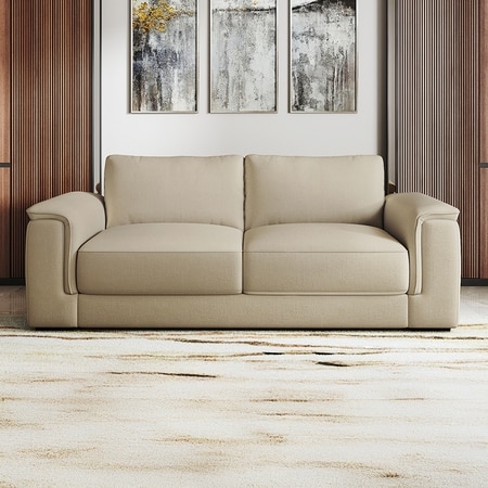 Miles 3 Seater Leatherette Sofa In Cream Leathrette Colour