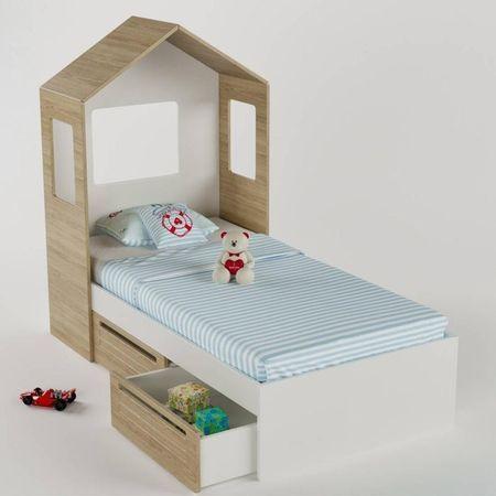 Pine Engineered Wood Box Storage Bed in Oak Colour