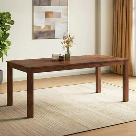 Arlo Teak Wood 8 Seater Storage Dining Table In Sienna Teak Finish