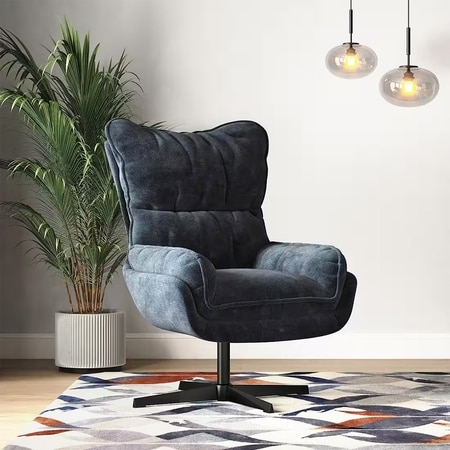 Marson Swivel Lounge Chair in Indigo Blue Colour