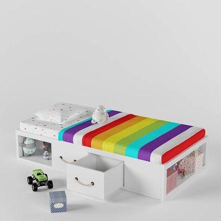 Collected Cool Engineered Wood Box Storage Bed in White Colour