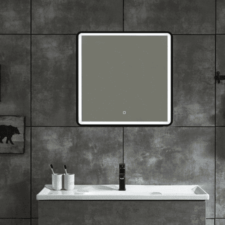 Modern Square Wall LED Mirror with Anodized Aluminum Frame Rose Gold Matte Black Brushed Silver