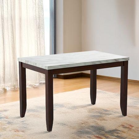 Matteo Stone 4 Seater Dining Table In Dark Walnut Finish