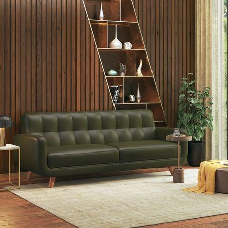 Waverly 3 Seater Leather Sofa in Army Green