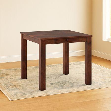 Arlo Teak Wood 4 Seater Storage Dining Table In Teak Finish