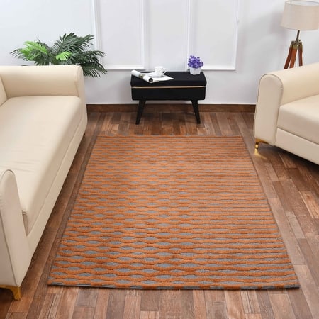 Multicolor Abstract Machine Made Polyester 5 X 7 Feet Carpet