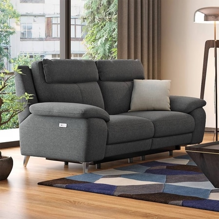Emila Fabric Two Seater Motorized Recliner in Grey Colour