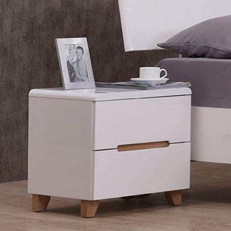 Oslo Engineered Wood Bedside Table in White Finish