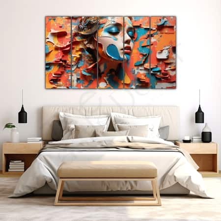 The Castle Decor Women Abstract Wall Painting Wooden Framed Digital Painting 27x48 Inch (Style 5)