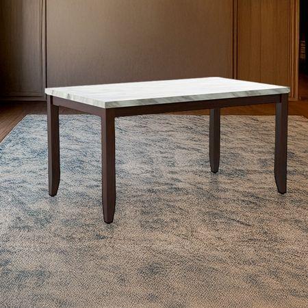 Matteo Stone 6 Seater Dining Table In Dark Walnut Finish