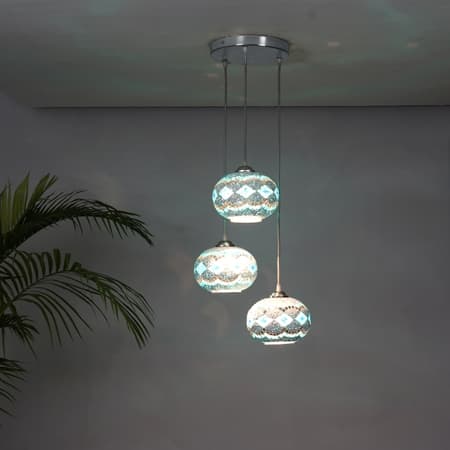 Gosse 3 Light Mosaic Glass Hanging Pendant Light