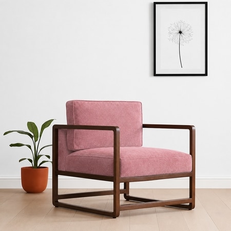 Aura Boucle Fabric Arm Chair in Pink Colour