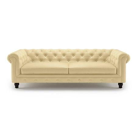 Winchester 3 Seater Leatherette Sofa in Cream Colour