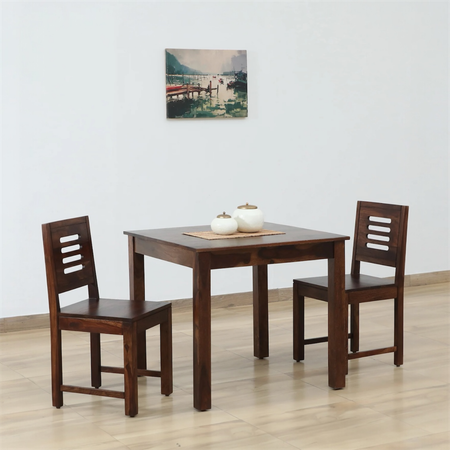 Maharin Solid Wood 2 Seater Dining Table with 2 Chairs in Honey Finish