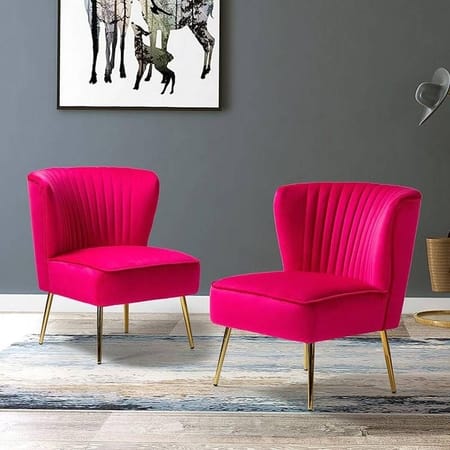 Crimson Fabric Accent Chair in Pink Colour