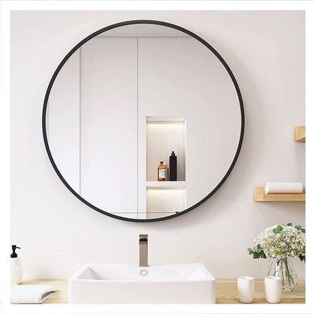 20″ Black Round Mirror