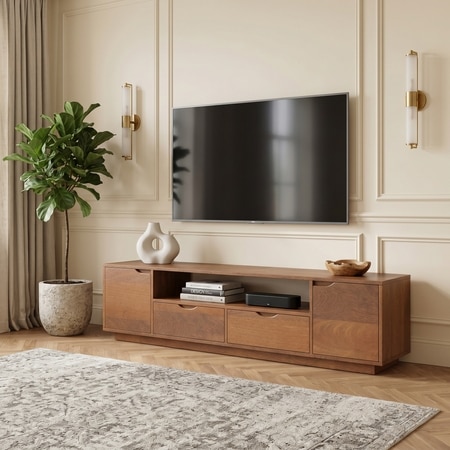 Zephyr Large TV Unit in Amber Walnut Finish