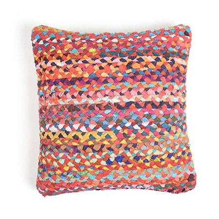 Multicolour Hand Braided Cotton Cushion Cover