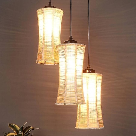 Jase Beige Bamboo Cluster Hanging Light