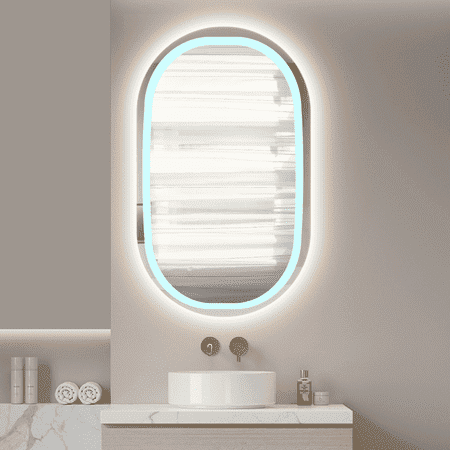 Oblong LED Mirror with Backlit Edge for Modern