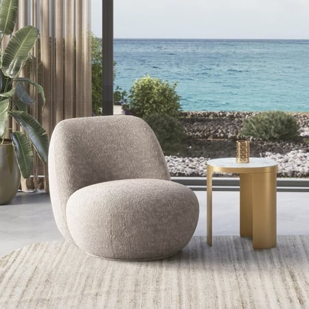 Celeste Lounge Chair In Beige Fabric