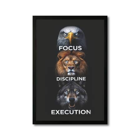 The Castle Decor Focus Discipline Execution Motivational Wall Art 8x12 Inch