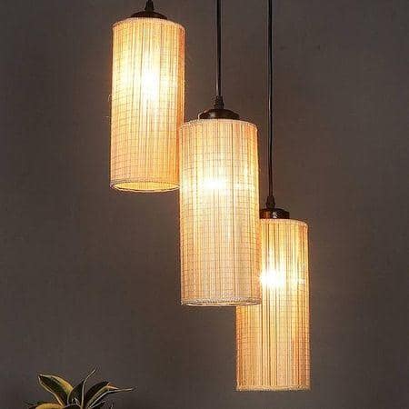 Dax Beige Bamboo Cluster Hanging Light