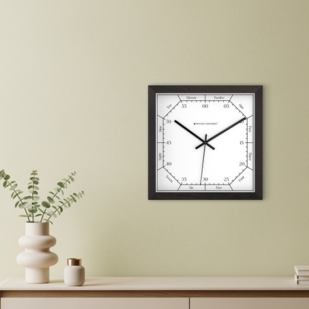 Classic Wooden Wall Clock with Worded Hour Dial and Precision Markings