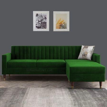 Deeplac Sectional Fabric Sofa - Green