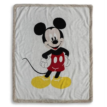 Classic Mickey Mouse - Disney Cotton Knitted Blanket With Soft Faux Fur Back For Babies
