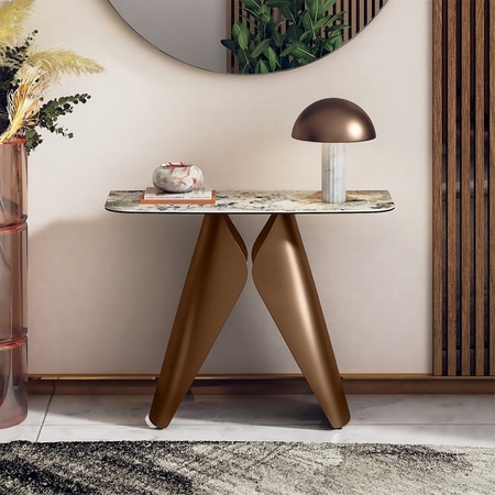 Aeris Metal Console Table in Saturn Spanish Ceramic Finish