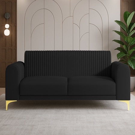 Veniza Velvet 2 Seater Sofa In Black Colour