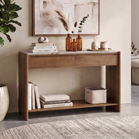 Tavo Solid Wood and Toronto Console Table In Antique Amber Finish