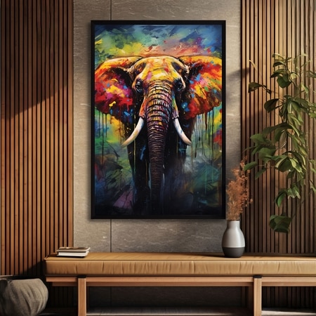 The Castle Decor Elephant Wall Art Framed Painting 20x30 Inch