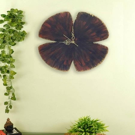 Mclaren Black Colour Engineered Wood Butterfly design without numbers wall clock by Disoo Fashion