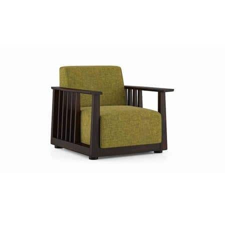 Serra Wooden Sofa - Mahogany Finish (Green Olivia)