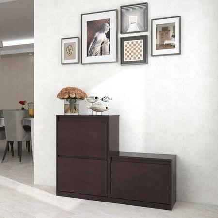 Kamiya Engineered Wood Shoe Rack In Columbian Walnut Finish