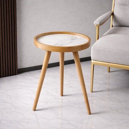 Marwood Round Table Large by De Maison Decor in Classical Design in White Finish